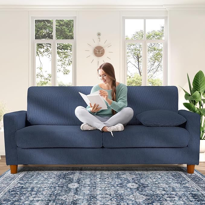 Kidirect 70in Corduroy Couch, Sofa No Tool Assembly, Comfy Couches by Kidirect