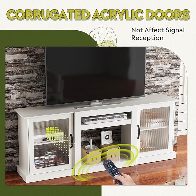 WLIVE Farmhouse TV Stand for 75 inch TV, Entertainment Center - Image 5
