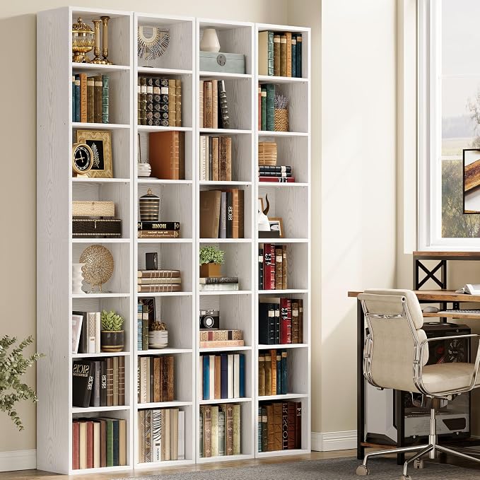 IRONCK Tall Narrow Bookshelf 8 Tiers 71in Set of 2, Compact Corner Bookcase - Image 7