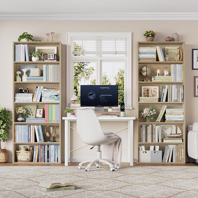 FOTOSOK 6-Tier Open Bookcase and Bookshelf, Freestanding Display Storage - Image 2