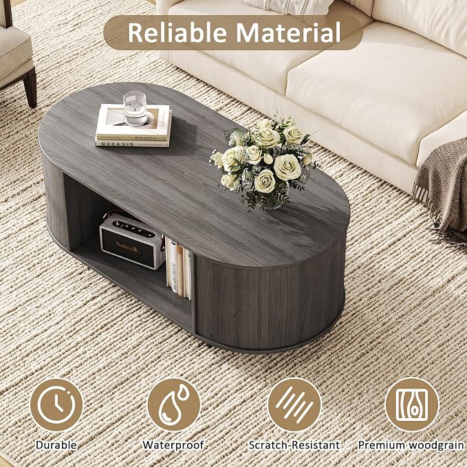 Coffee Table and TV Stand Set of 2, 76.4'' Modern TV Console, Entertainment - Image 8