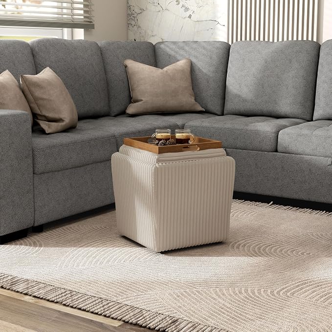 Furniture of America Lennox Modern Chenille 17-inch Square Storage Ottoman by FurnitureofAmerica