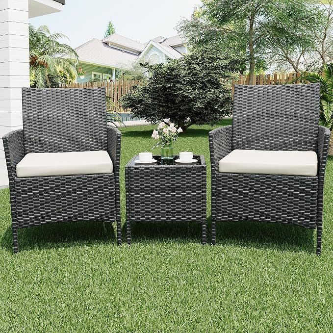 GarveeLife 3 Piece Patio Furniture Set, Rattan Outdoor Furniture - Image 7