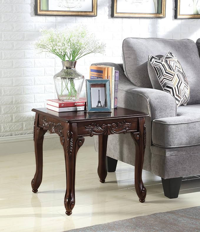 Roundhill Furniture Traditional Ornate Detailing Wood End Table, Dark Cherry by RoundhillFurniture