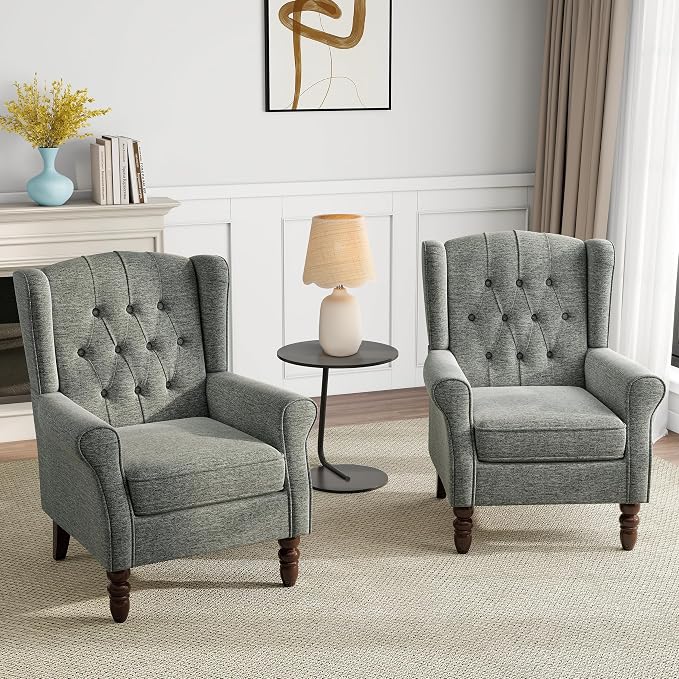 Pia Ricco Mid-Century Modern 2-Piece Wingback Chair Set - Image 6