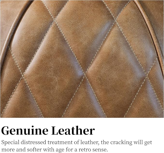 Art Leon Genuine Leather Accent Chair, Mid Century Industrial Armchair - Image 5