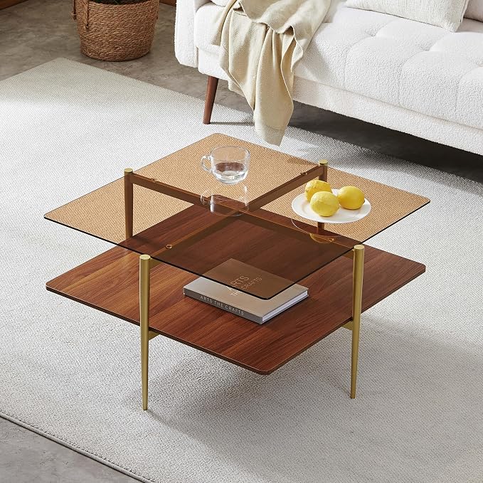 LumFurn Square Coffee Table, Mid-Century Modern Design, L30 x W30 x H17 Inch by LumFurn