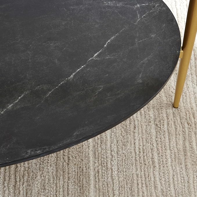 LumFurn Oval Glass Coffee Table, Mid-Century Modern Design, L43 x W22 x H17 inch - Image 8
