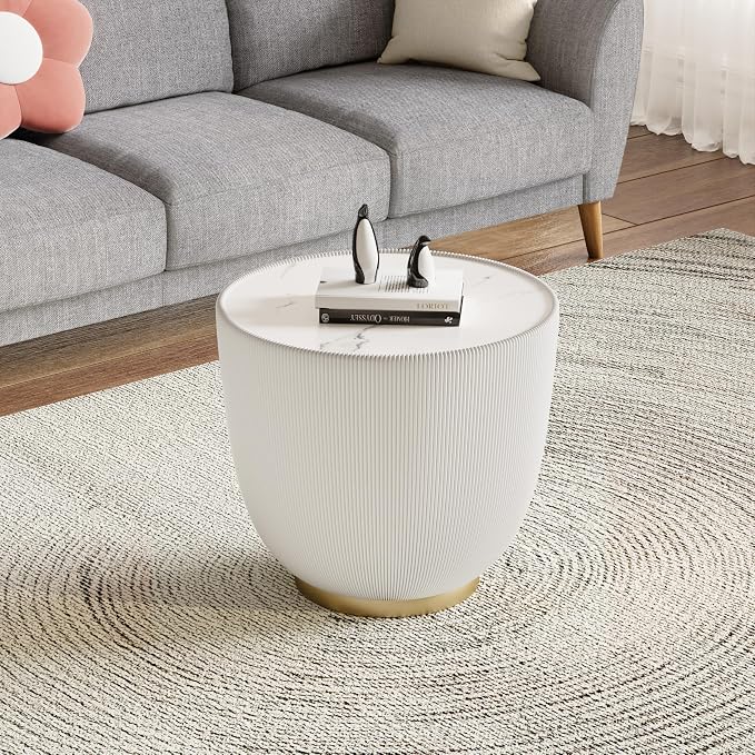 Round Marble Coffee Table Set of 2, 2 Piece Coffee Table and End Table - Image 8