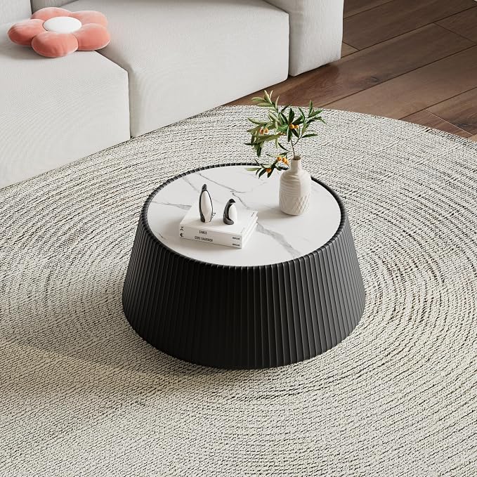 26.77" Marble Coffee Table, Modern Cup Shaped Coffee Table - Image 4