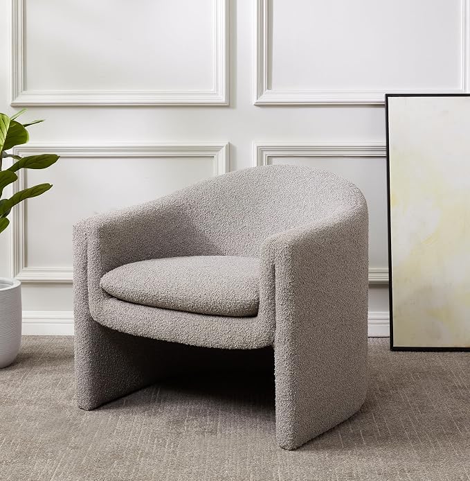SAFAVIEH Couture Collection Laylette Light Grey Boucle Accent Chair - Image 7