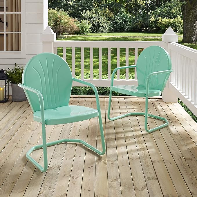 Crosley Furniture Griffith Outdoor Chair, Retro Metal Patio Chairs - Image 20