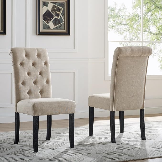 Roundhill Furniture Leviton Solid Wood Tufted Asons Dining Chairs by RoundhillFurniture