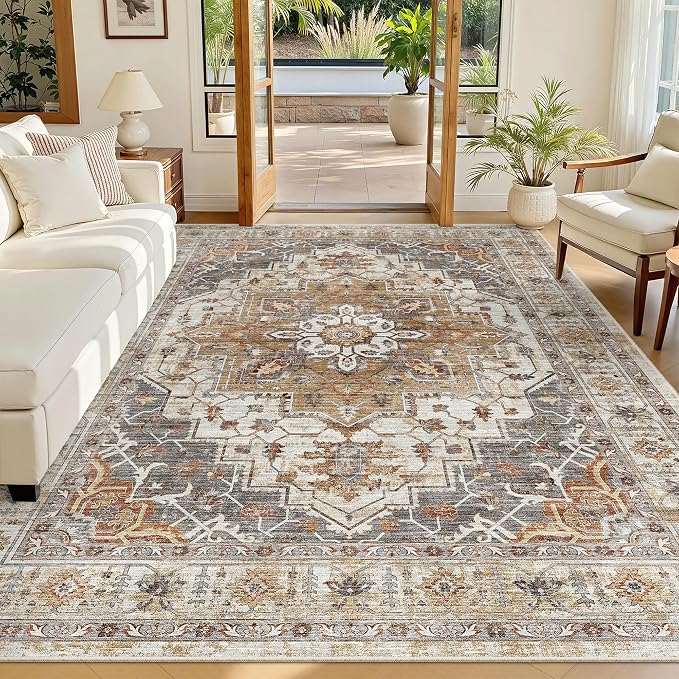 Madane 6x9 Area Rugs for Living Room, Stain Resistant Washable Rugs, Non-Slip by Madane