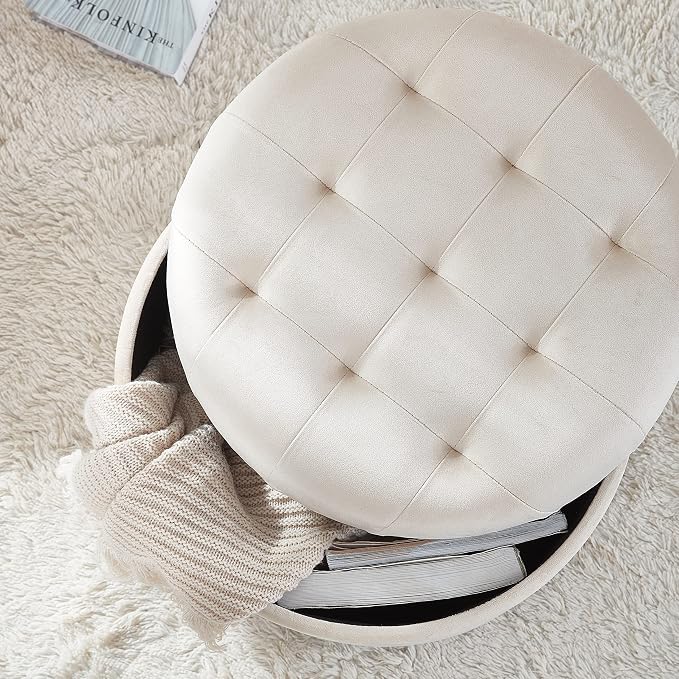 Ornavo Home Round Storage Ottoman - Image 4