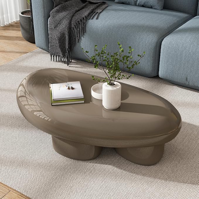 24/7 Shop at Home Kavren Modern 37-inch Oval Glossy Low Profile Coffee Table - Image 4