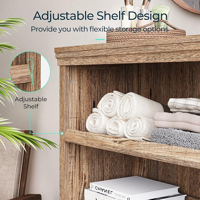 LINSY HOME 3-Tier Bookshelf Display Storage Shelves Farmhouse Bookshelf - Image 5