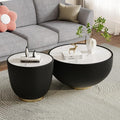 Round Marble Coffee Table Set of 2, 2 Piece Coffee Table and End Table by Henf
