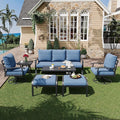HOMREST Patio Furniture Sets 7 PCS Outdoor Metal Conversation Sets, 360 Degree by HOMREST