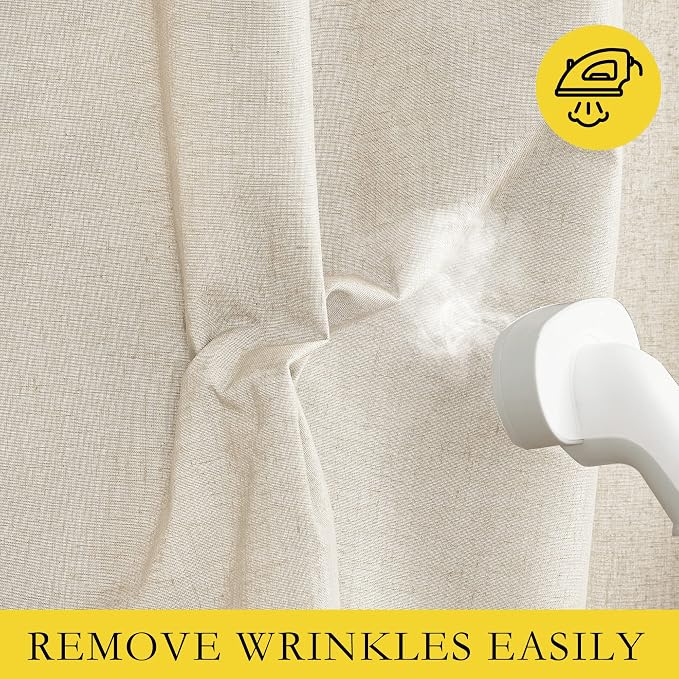 NICETOWN 100% Blackout Linen Texture Curtains 90 inches Long, 2 Panels - Image 7