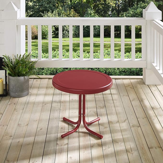 Crosley Furniture Griffith Weather Resistant Retro Metal Outdoor Side Table - Image 6