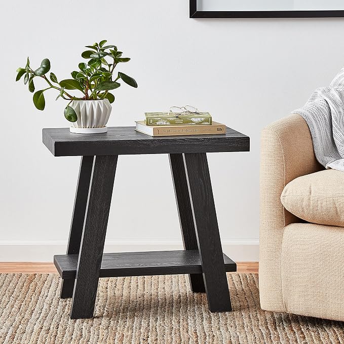 Roundhill Furniture Athens Contemporary Wood Shelf Side Table - Image 2