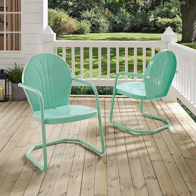 Crosley Furniture Griffith Outdoor Chair, Retro Metal Patio Chairs - Image 11