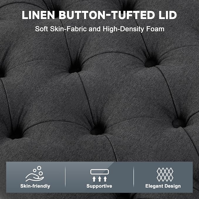 Mangodan 50" Storage Ottoman Bench, Tufted Ottoman - Image 6
