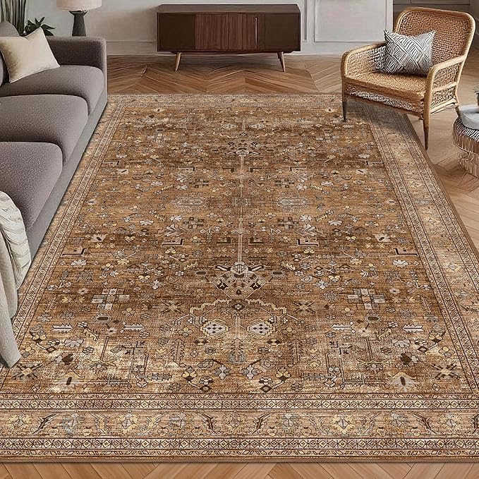 Washable Area Rug 4' x 6' Vintage Traditional Persian Mat by Unknown