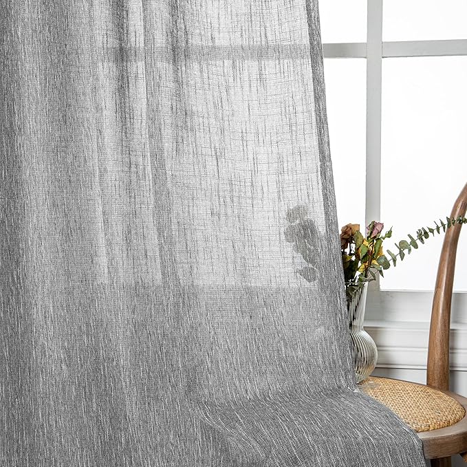 MYSKY HOME Living Room Curtains 2 Panels Boho Semi Sheers Long Drapes Light - Image 4
