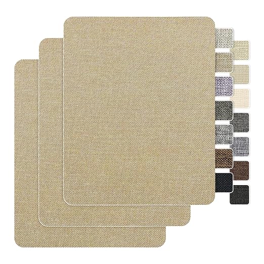BESEZX Linen Fabric Repair Patch，3 PCS 9 * 11 Inch Self-Adhesive Couch Fabric by Besezx