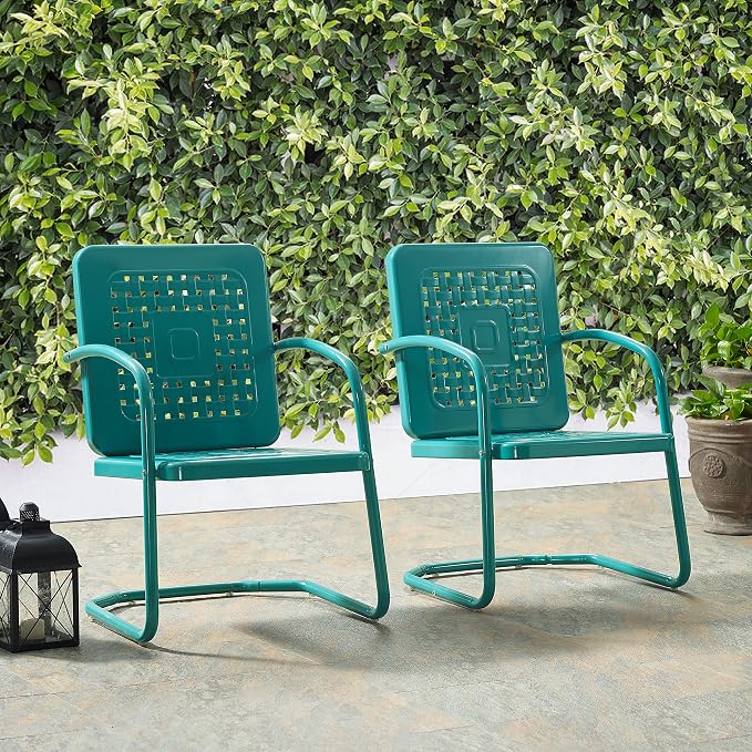 Crosley Furniture Bates 2-Piece Outdoor Chair Set, Retro Metal Patio Chairs - Image 2