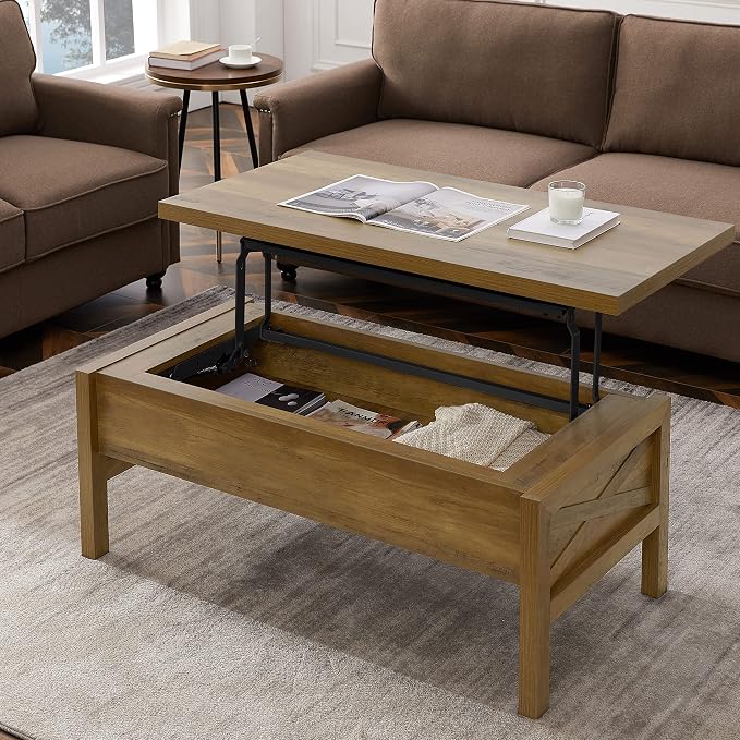 Lift Top Coffee Table with Hidden Compartment, Storage Coffee Table with Lift - Image 5