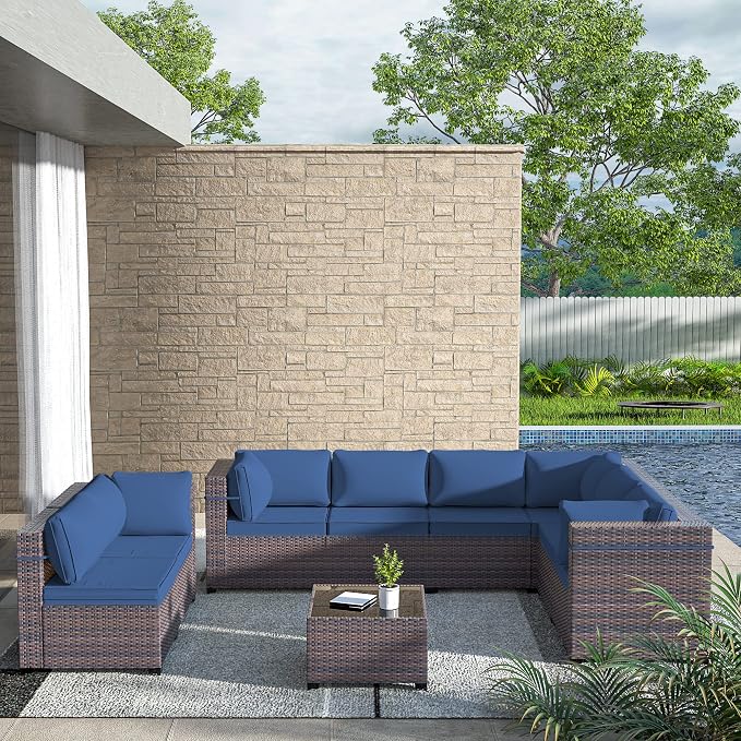 Outdoor Patio Furniture Set, 9 Pieces Outdoor Sectional Furniture Patio Set - Image 6