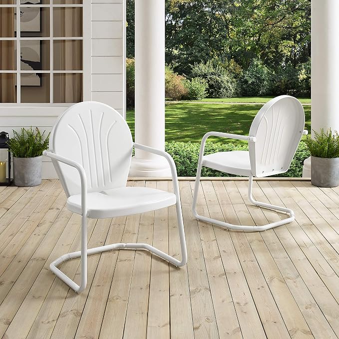 Crosley Furniture Griffith Outdoor Chair, Retro Metal Patio Chairs - Image 11