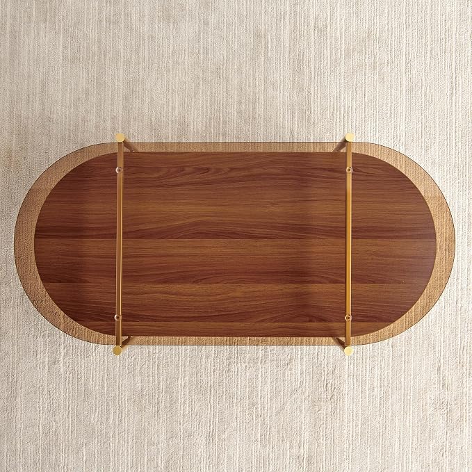 LumFurn X-Large Oval Glass Coffee Table, Mid-Century Modern Design, L47 x W24 x - Image 6