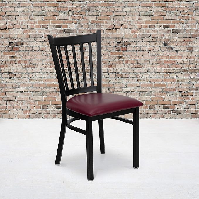 Flash Furniture 2 Pack HERCULES Series Black Vertical Back Metal Restaurant - Image 2