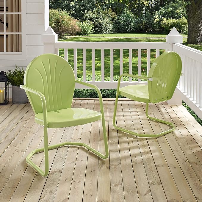 Crosley Furniture Griffith Outdoor Chair, Retro Metal Patio Chairs - Image 11