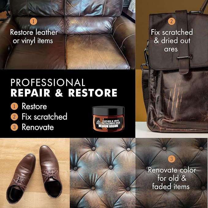 FORTIVO Leather Recoloring Balm, Color Restorer, Scratch Remover, Couch Paint - Image 4
