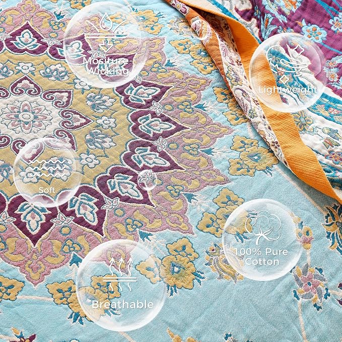 LUTBM Boho Throw Blanket for Bed Cotton Summer Blankets for Bedroom Living Room - Image 6