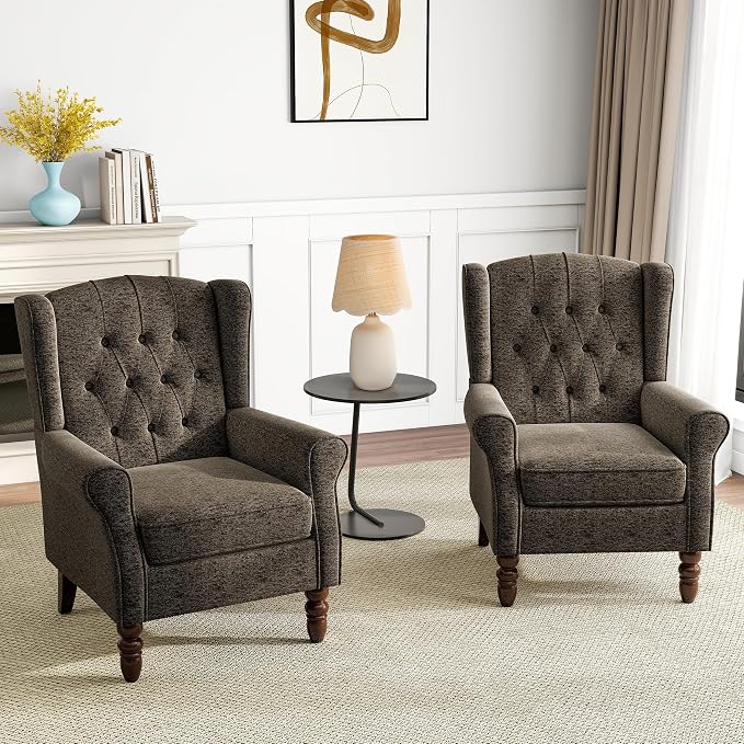 Pia Ricco Mid-Century Modern 2-Piece Wingback Chair Set - Image 6