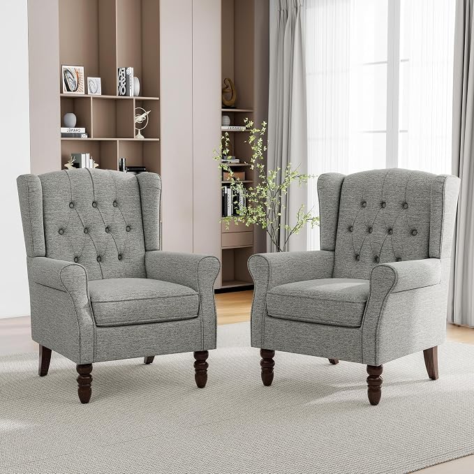 Mid-Century Modern 2-Piece Wingback Chair Set by PiaRicco