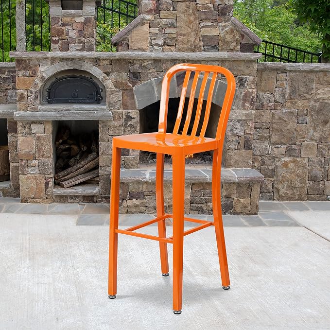 Flash Furniture Gael Commercial Grade 2 Pack 30" High Orange Metal - Image 2