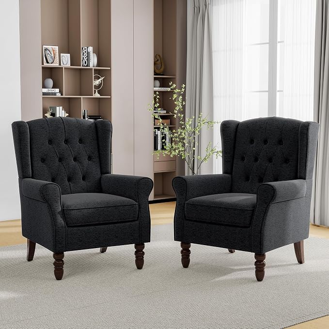 Mid-Century Modern 2-Piece Wingback Chair Set by PiaRicco