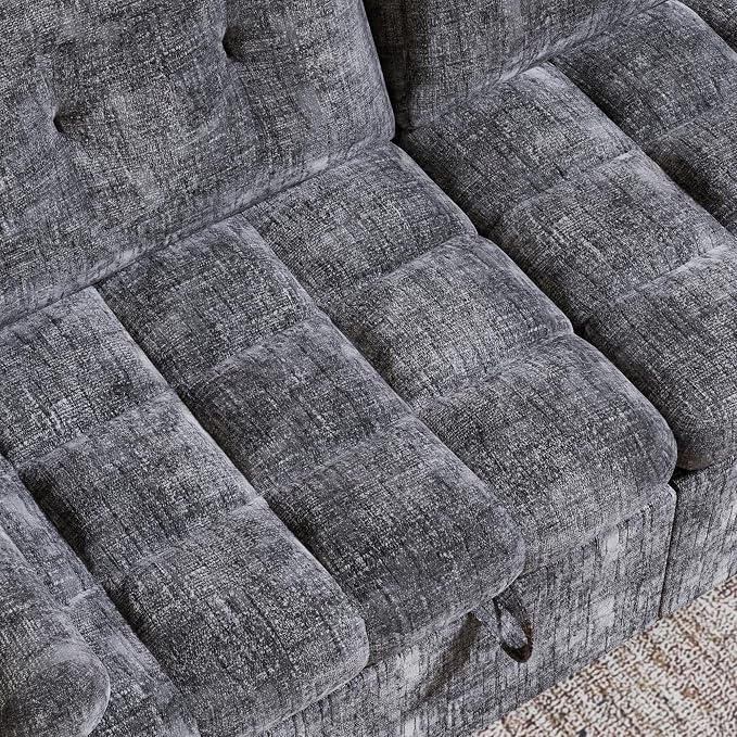 Convertible Sleeper Sofa Bed, 86 Inch Chenille Pull Out Couch - Image 5