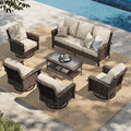 HERA'S HOUSE 7 Seats Patio Furniture Set, Outdoor Wicker Conversation Set by HERASHOUSE