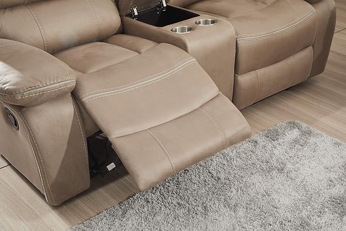 Betsy Furniture Microfiber Reclining Sofa Couch Set Living Room Set 8007 - Image 4