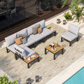 Aluminum Modular Outdoor Patio Furniture Set, 6 Seats Patio Sectional Sofa Set by Oasbira