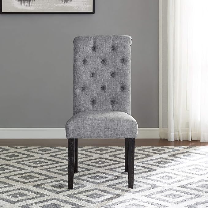 Roundhill Furniture Leviton Solid Wood Tufted Dining Chair - Image 3