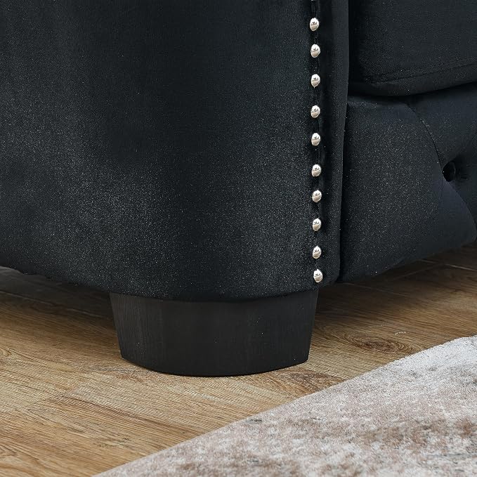 77" Modern Velvet Chesterfield Sofa - Image 3